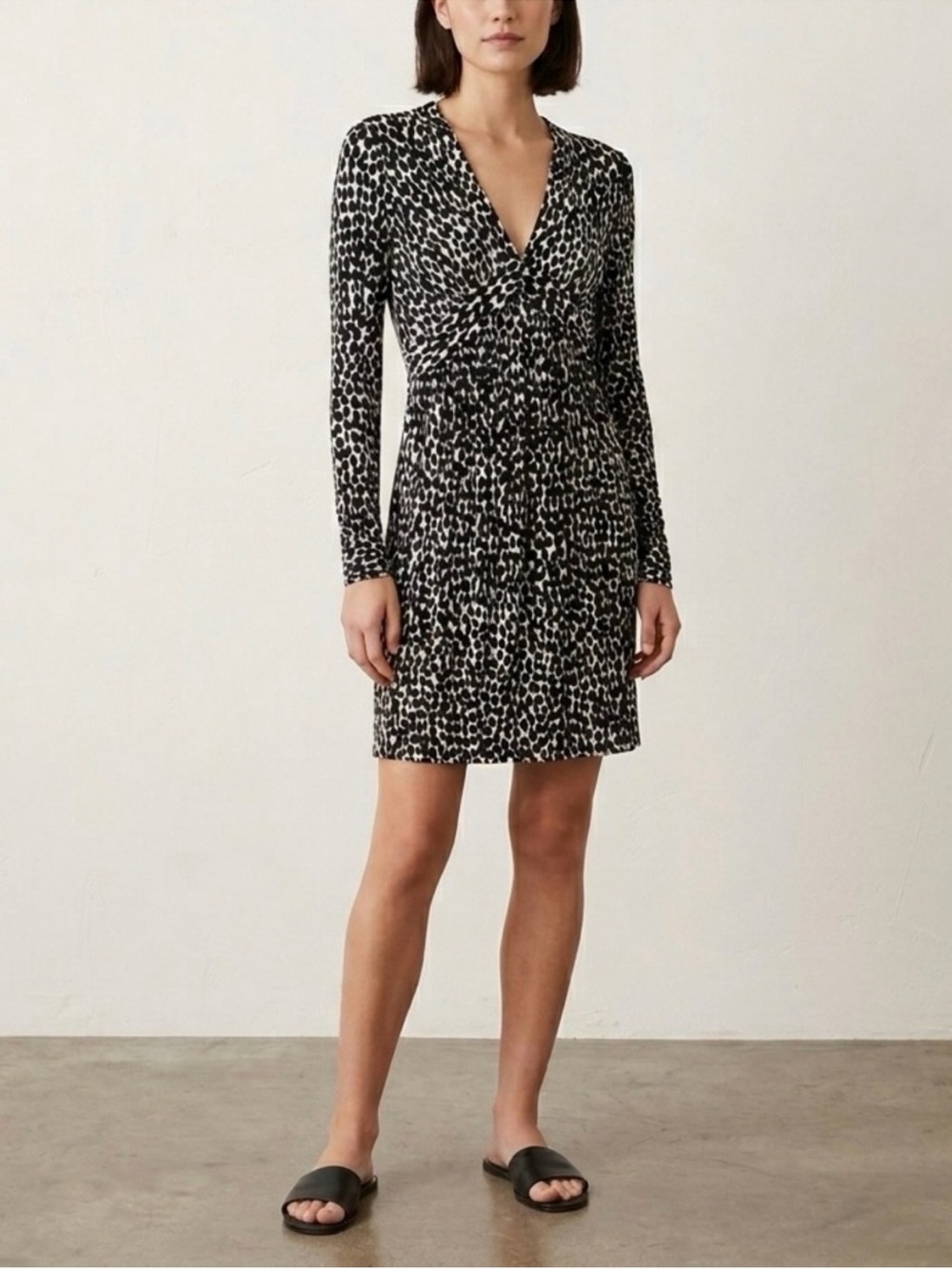 Milly Of New York Black White Jersey Long Sleeve Dress Size Large